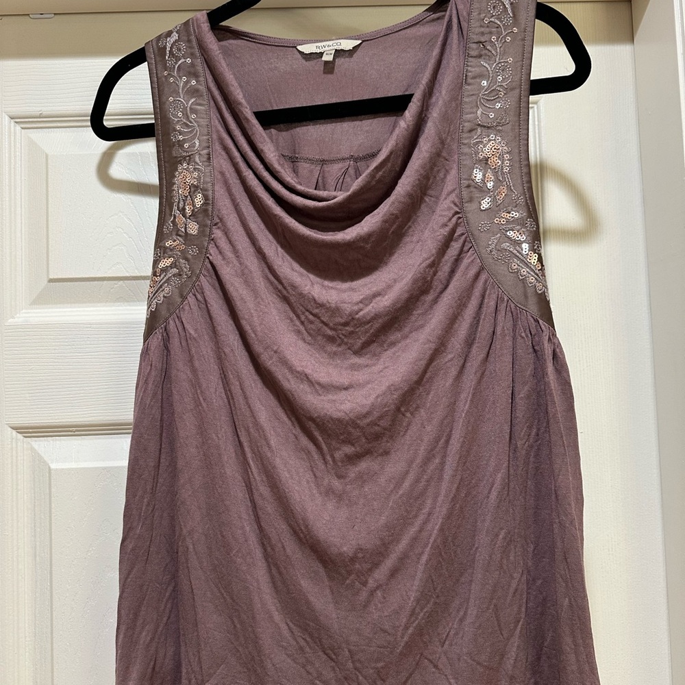 RW&CO Brownish Plum Sleeveless Top